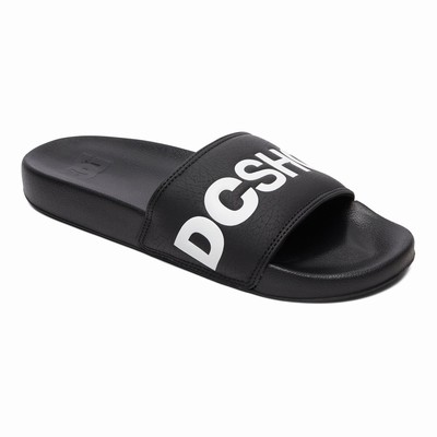 DC Slides Men's Black/White Sandals Australia MFL-321